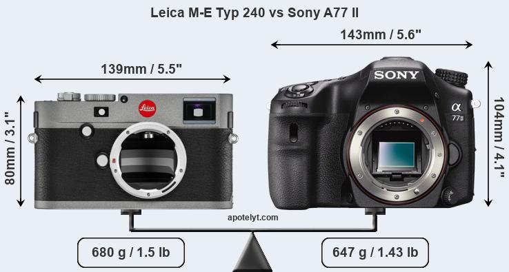 Size Leica M-E Typ 240 vs Sony A77 II
