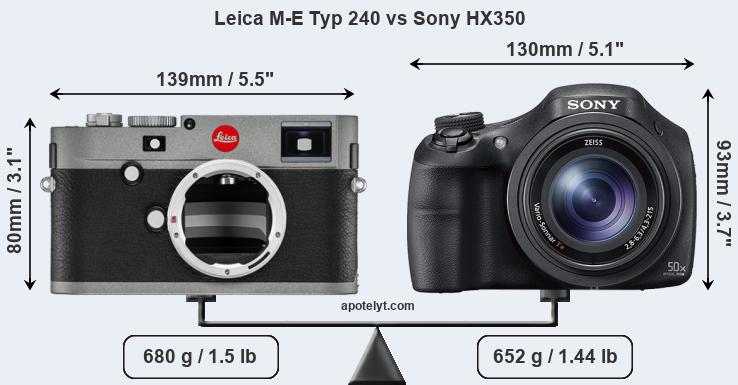 Size Leica M-E Typ 240 vs Sony HX350