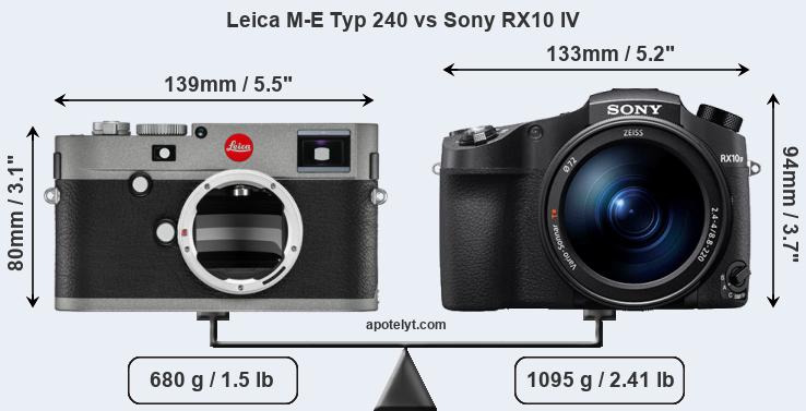 Size Leica M-E Typ 240 vs Sony RX10 IV