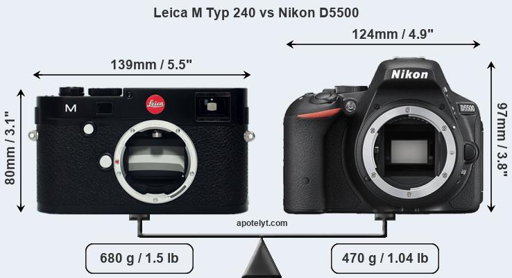 Size Leica M Typ 240 vs Nikon D5500