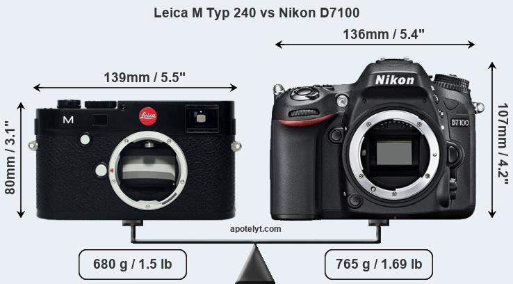 Size Leica M Typ 240 vs Nikon D7100