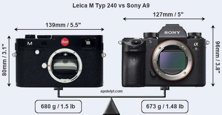 Size Leica M Typ 240 vs Sony A9