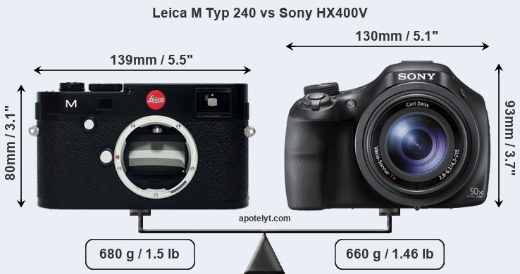 Size Leica M Typ 240 vs Sony HX400V