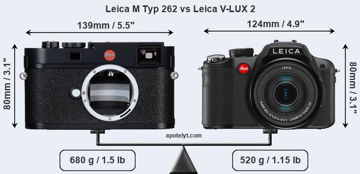 Size Leica M Typ 262 vs Leica V-LUX 2