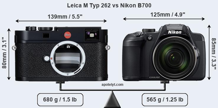 Size Leica M Typ 262 vs Nikon B700