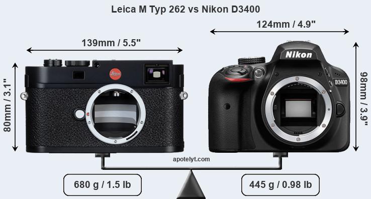 Size Leica M Typ 262 vs Nikon D3400