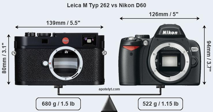 Size Leica M Typ 262 vs Nikon D60