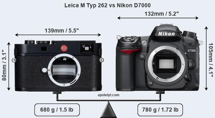 Size Leica M Typ 262 vs Nikon D7000