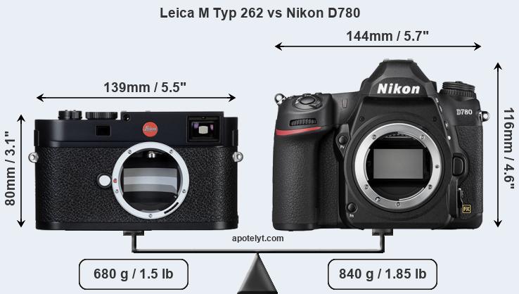 Size Leica M Typ 262 vs Nikon D780