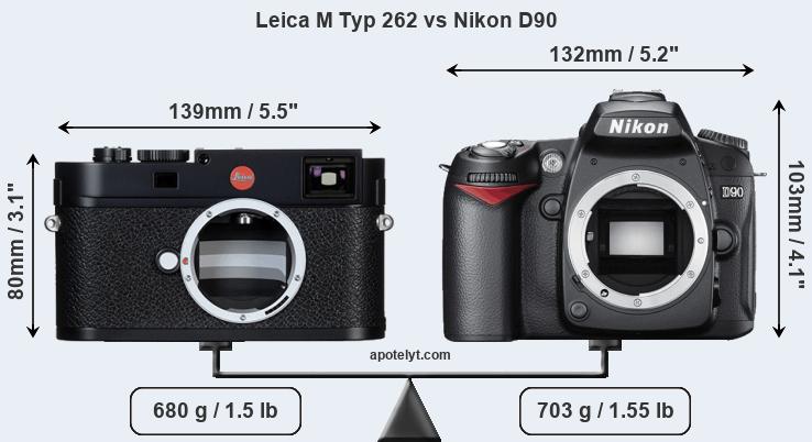 Size Leica M Typ 262 vs Nikon D90