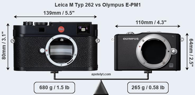 Size Leica M Typ 262 vs Olympus E-PM1