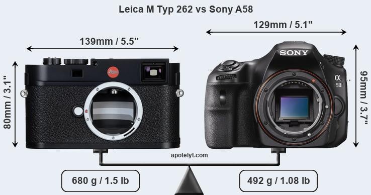 Size Leica M Typ 262 vs Sony A58