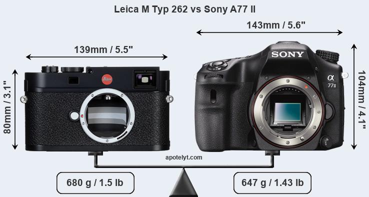 Size Leica M Typ 262 vs Sony A77 II