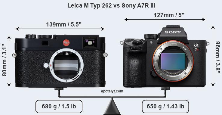 Size Leica M Typ 262 vs Sony A7R III