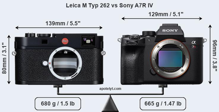Size Leica M Typ 262 vs Sony A7R IV