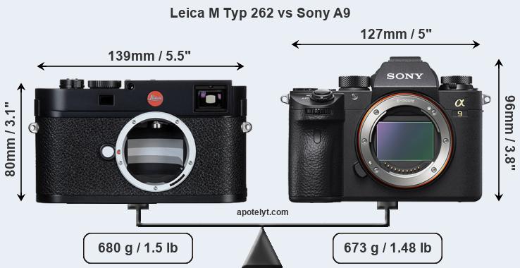 Size Leica M Typ 262 vs Sony A9