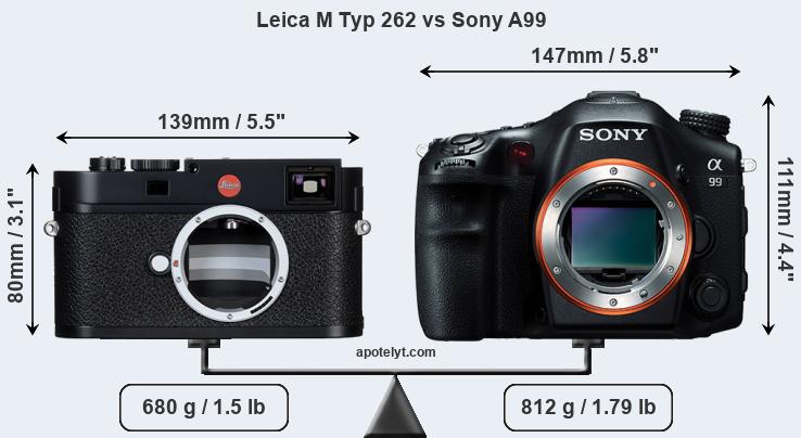 Size Leica M Typ 262 vs Sony A99