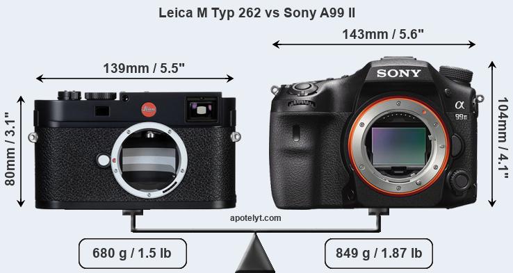 Size Leica M Typ 262 vs Sony A99 II