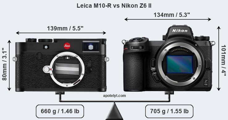 Size Leica M10-R vs Nikon Z6 II