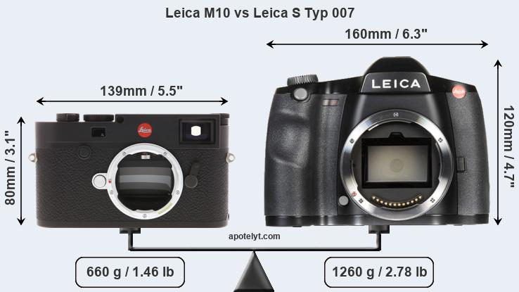 Size Leica M10 vs Leica S Typ 007