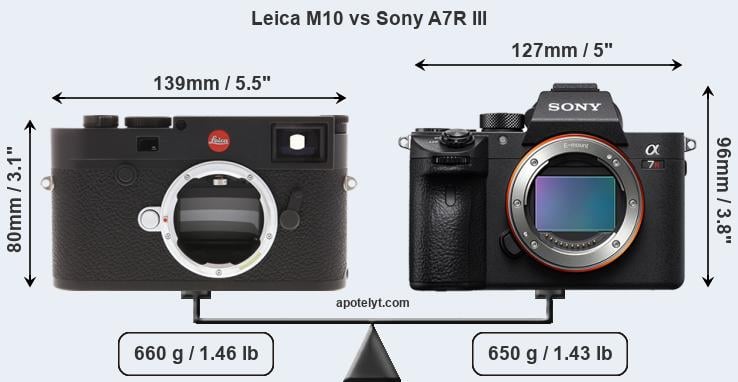 Size Leica M10 vs Sony A7R III