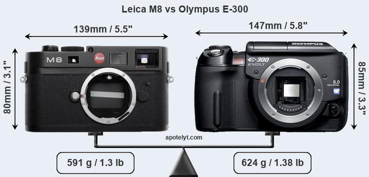 Size Leica M8 vs Olympus E-300