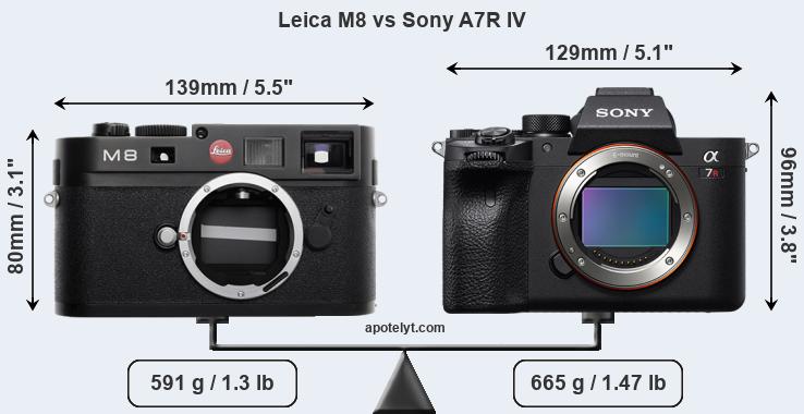 Size Leica M8 vs Sony A7R IV