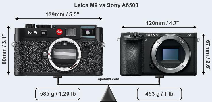 Size Leica M9 vs Sony A6500