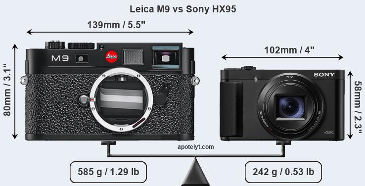 Size Leica M9 vs Sony HX95