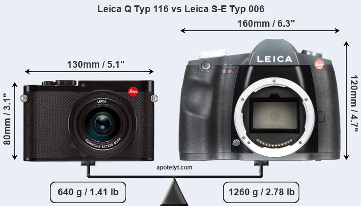 Size Leica Q Typ 116 vs Leica S-E Typ 006