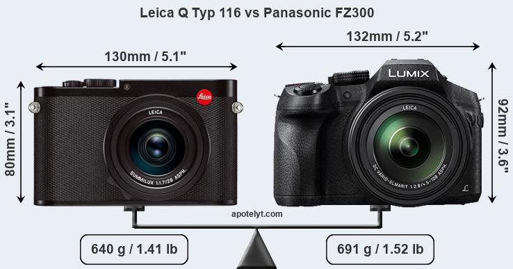 Size Leica Q Typ 116 vs Panasonic FZ300