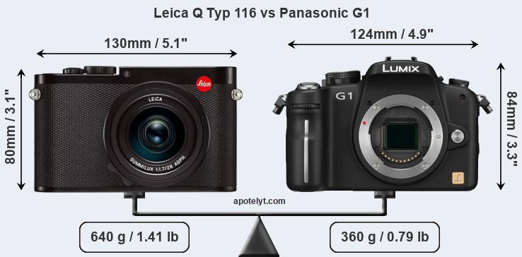 Size Leica Q Typ 116 vs Panasonic G1