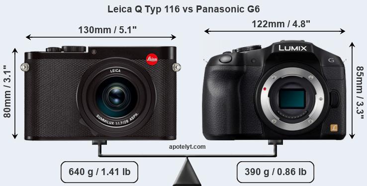 Size Leica Q Typ 116 vs Panasonic G6
