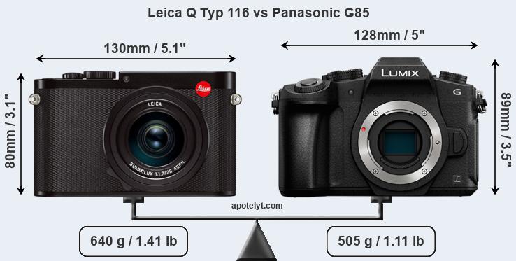 Size Leica Q Typ 116 vs Panasonic G85