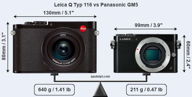 Size Leica Q Typ 116 vs Panasonic GM5