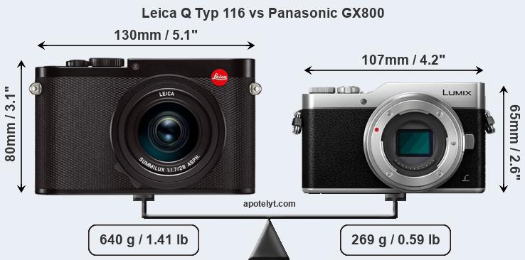 Size Leica Q Typ 116 vs Panasonic GX800