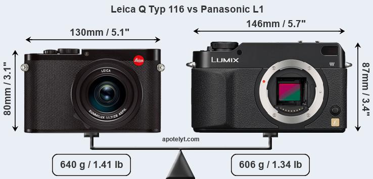 Size Leica Q Typ 116 vs Panasonic L1