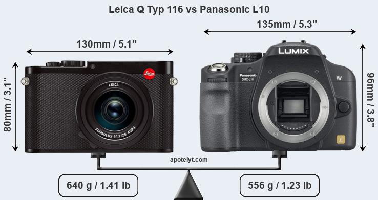 Size Leica Q Typ 116 vs Panasonic L10