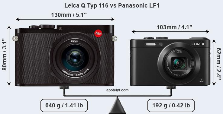 Size Leica Q Typ 116 vs Panasonic LF1