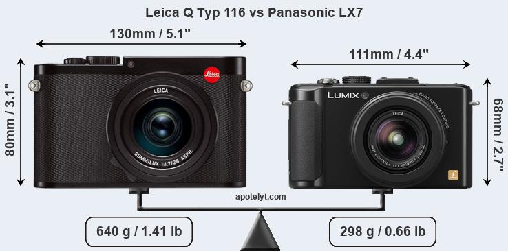 Size Leica Q Typ 116 vs Panasonic LX7