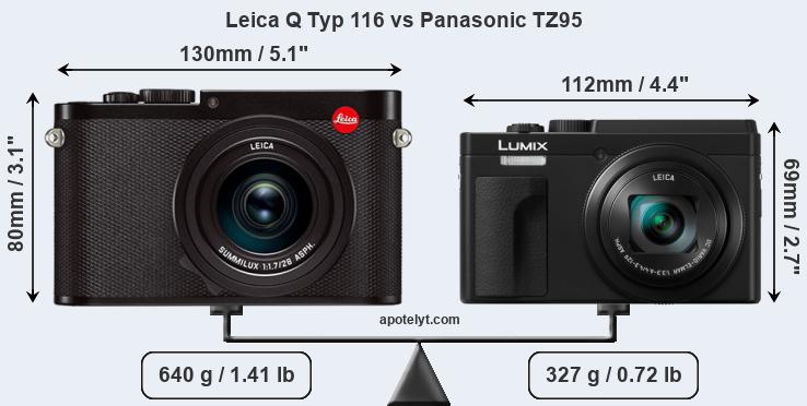 Size Leica Q Typ 116 vs Panasonic TZ95