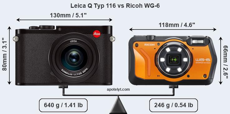 Size Leica Q Typ 116 vs Ricoh WG-6
