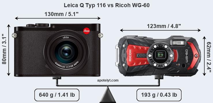 Size Leica Q Typ 116 vs Ricoh WG-60