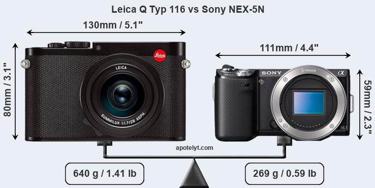 Size Leica Q Typ 116 vs Sony NEX-5N