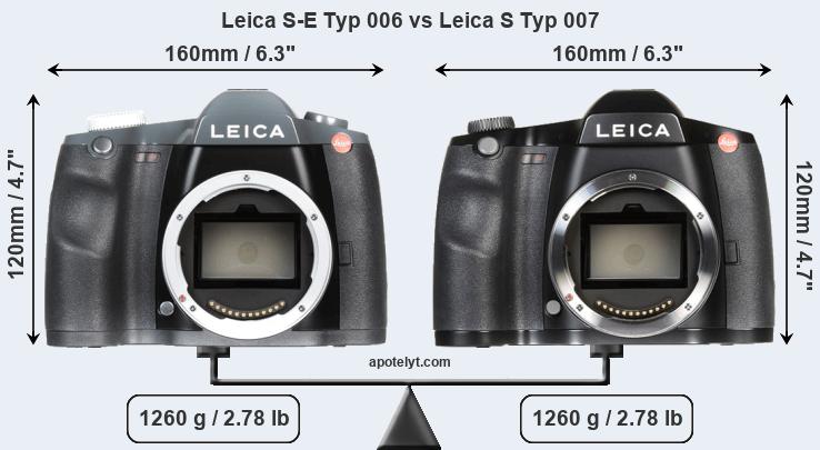Size Leica S-E Typ 006 vs Leica S Typ 007