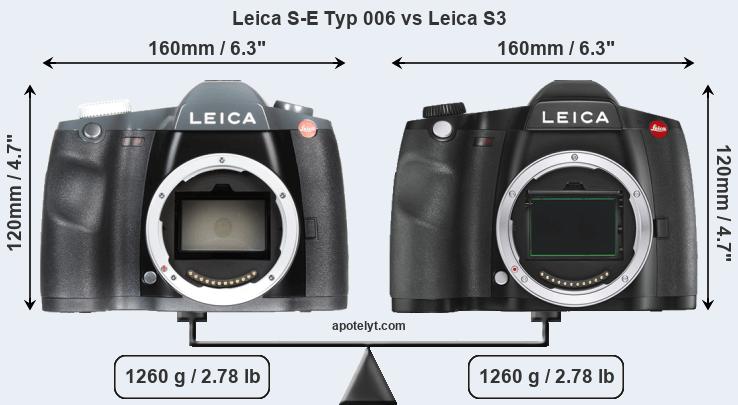 Size Leica S-E Typ 006 vs Leica S3