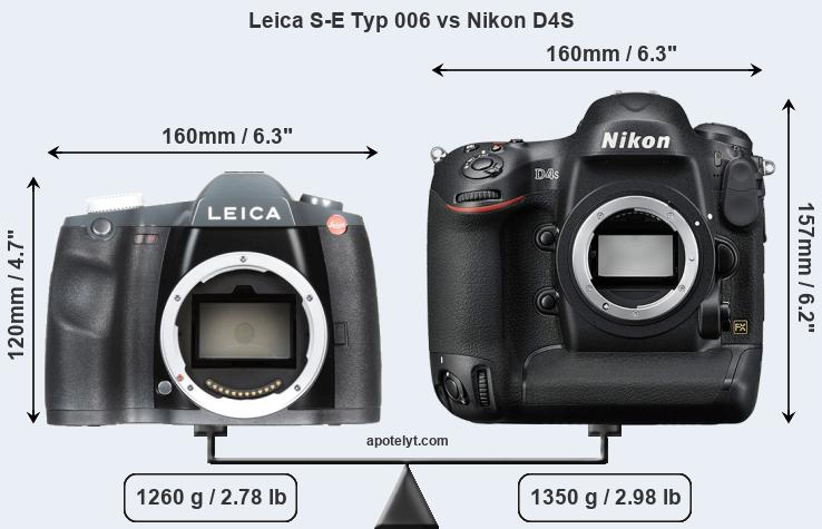 Size Leica S-E Typ 006 vs Nikon D4S
