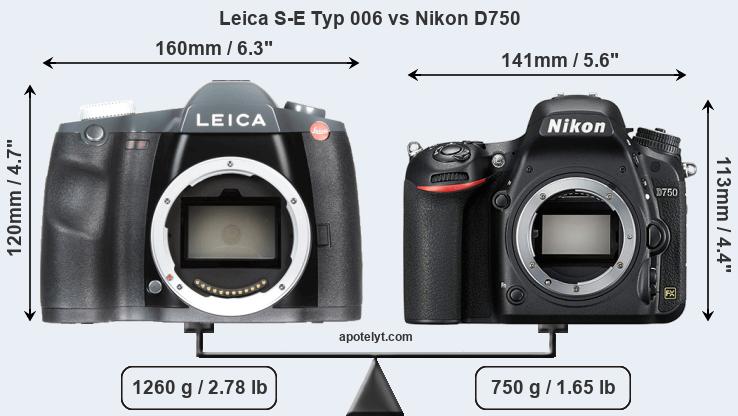Size Leica S-E Typ 006 vs Nikon D750