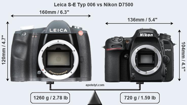 Size Leica S-E Typ 006 vs Nikon D7500