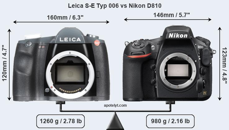 Size Leica S-E Typ 006 vs Nikon D810